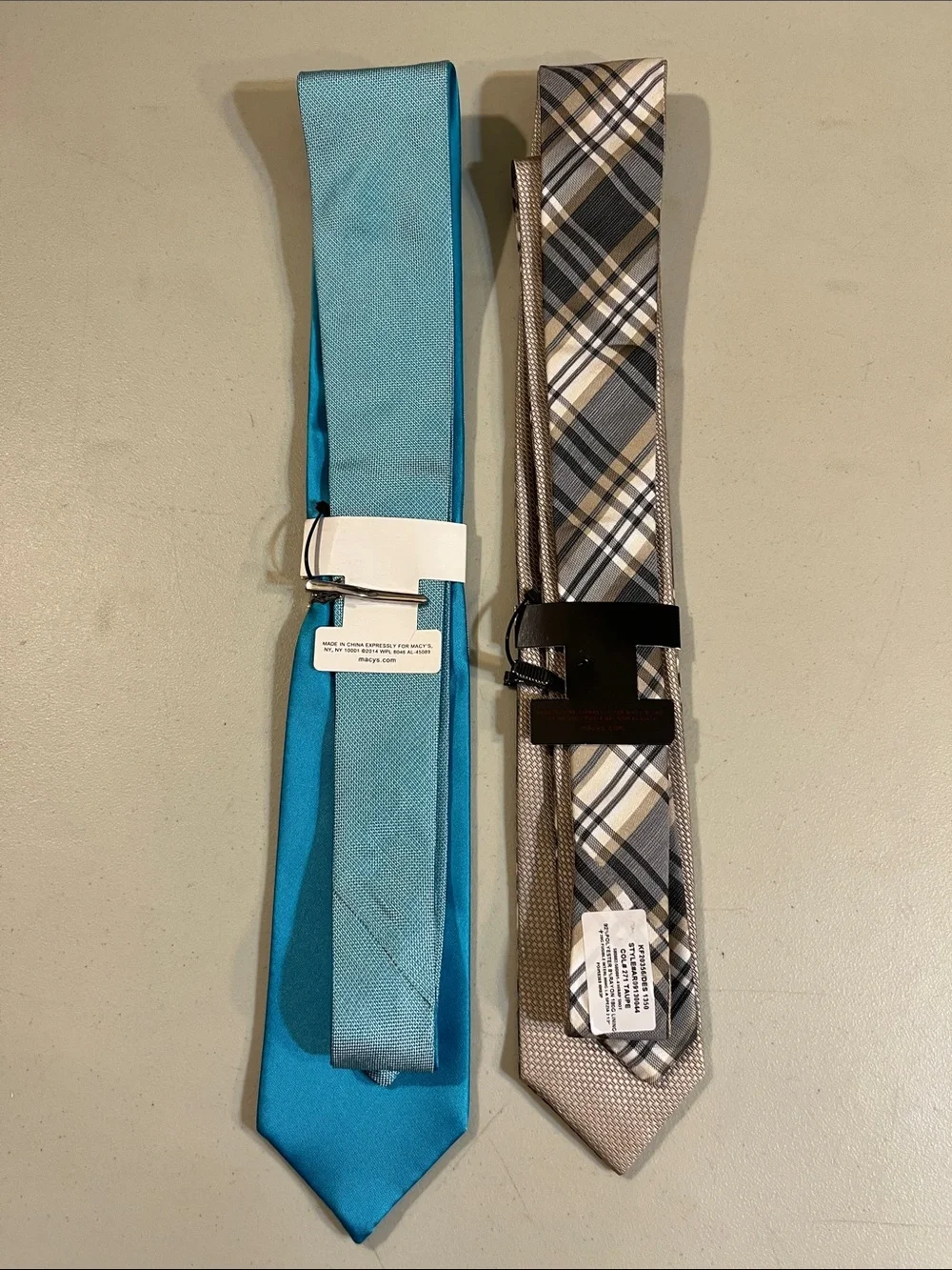 Alfani Teal Reversible Tie & Alfani Gray Plaid Tie